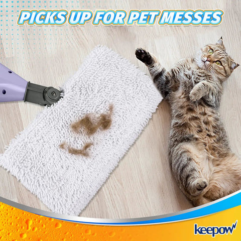 Replacement Steam Mop Pads For Shark Pocket Mops S3500 Series with pet fur, washable microfiber pad and cat on floor