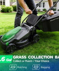 Lightweight 14 Inch Cordless Lawn Mower With 20V Power And 5Ah Battery, Ultra Quiet Push Mower For Small Yards Up To 3,000 Sq Ft, Easy Maneuver, Backyard Lawn Care And Maintenance, with grass collection bag