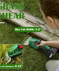 Person using Cordless Hedge Trimmer With Battery And Charger 2 In 1 Small Electric Hedge Trimmers Rechargeable Mini Handheld Grass Shears Weed Bush Trimmer For Garden And Lawn Quick Charge Includes 2X 3Ah Battery on grass
