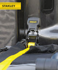 One Inch By Ten Foot Ratchet Tie Down Straps, 500 Pound Safe Working Load, 1,500 Pound Break Strength, durable strap in use