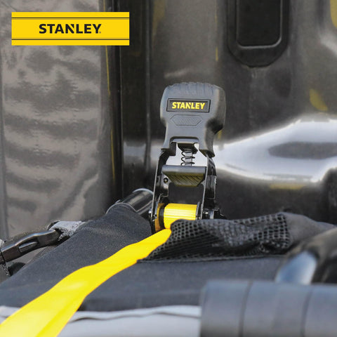 One Inch By Ten Foot Ratchet Tie Down Straps, 500 Pound Safe Working Load, 1,500 Pound Break Strength, durable strap in use