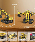 5 In 1 STEM Building Kit With Remote Control Excavator 555-Piece Engineering Toy For Kids Ages 6 To 14 DIY Robotics And Science