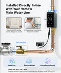 Smart Water Shutoff Valve With Three Leak Sensors And Ultrasonic Detection, WiFi App Enabled Flow Meter, Pressure Plus Flow Monitor, Round The Clock Usage Reports, Three Quarter Inch And One Inch Connections, Ultra Reliable Home Leak Protection installed inline