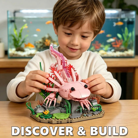 Ocean Animals Building Block Set Inspired By A Cute Amphibian, Totally Lego Compatible 998 Piece Model Kit With Movable Joints And Display Base For Home Office Desk Decor STEM Sea Toys Gift For Adults Teens And Boys 8 14, pink build