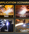 Application scenarios for Auto Darkening Welding Goggles With 4 Arc Sensors, LED Lights, Type C Charging, Eye Protection for MIG, TIG, Stick, Cutting.
