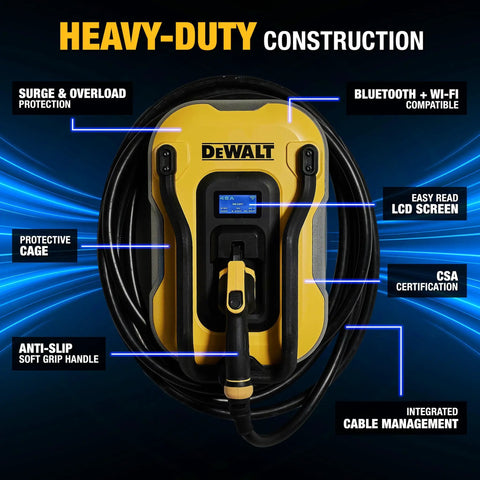 Level 2 EV Charger With 40 Amp 240V Output App Control Bluetooth And WiFi Indoor Outdoor NEMA 14 50 Plug 25 Ft Cable