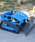 Remote Control RC Tracked Lawn Mower For Slopes And Uneven Terrain Wireless Grass Cutter with front blade, on pavement
