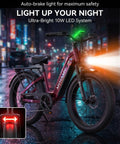 Fat Tire Electric Bike With 24In Wheels, 2000W Peak Motor, 48V 18.5Ah Removable Battery, night riding with LED lights in city