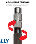 Heavy Duty Automatic Center Punch 3 Piece Set Packaged With 6 Inch Chrome Steel Body and Adjustable Spring Tension close-up of tension adjustment knob.
