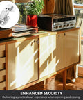 Heavy Duty Hydraulic Soft Close Cabinet Hinges With Rock Solid Buffer Dampers Crafted From Quality Cold Rolled Steel To Keep Kitchen Cupboards Gliding Smooth And Totally Slam Free, installed on a wooden cabinet.