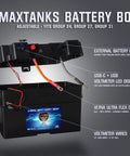 Heavy Duty Battery Box With Usb And Usb C Charging Ports And Built In Voltmeter For Group 24 27 31 Cells, open view with wires.