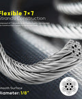 600 Ft One Eighth Inch T316 Stainless Steel Aircraft Cable For Deck Railing Kit And DIY Balustrades, 7x7 Construction With Cutter