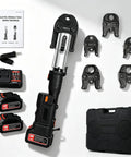 Heavy Duty 60KN 18V Electric Copper Pipe Crimping Tool For 1/2, 3/4, 1 Inch with battery, manual, and press jaws kit.