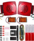 Submersible LED Trailer Light Kit With 26 Foot Wiring Harness And 2 Side Marker Lights Reflective Stickers Stop Turn Tail License Lights For Boat Trailer 12V DOT Certified components