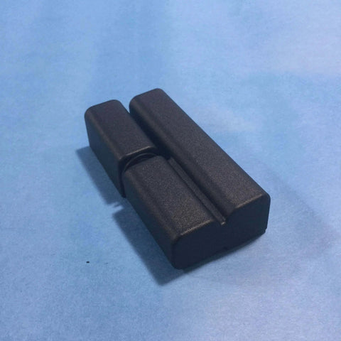 Removable Lift-Off Hinges Model 96-50-520-50 for enclosures, black hinge on blue surface.