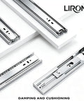 Soft Close Stainless Steel Drawer Slides 16 Inch Side Mount Heavy Duty Ball Bearing Silent Cabinet Rails For Kitchen And Bath 100 LB Capacity Premium Rust Resistant Build For Smooth Quiet Operation 1 Pair, angled view