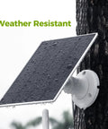 Power Up Your Outdoor Security Cams With This Ultra Efficient 5V Solar Panel 23 Percent Energy Conversion 9.8 Foot Cable USB C And Micro USB Compatible Weather Resistant 360 Degree Adjustable Bracket Works With Tapo Eufy Aosu And More mounted on tree showing weather resistance