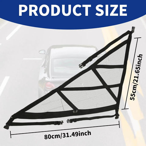 Heavy Duty Car Ceiling Cargo Net For Tesla Cybertruck Double Layer Overhead Storage Mesh 80cm x 55cm size displayed.