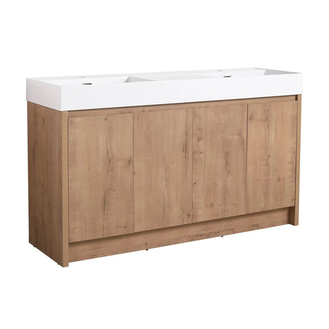 Top Shelf Heavy Duty Sixty Inch Bathroom Resin Sink With Slick Modern Countertop Basin Waterproof Finish No Hassle Setup For Contemporary Home Renovations And Style Boosters with wooden storage cabinet.