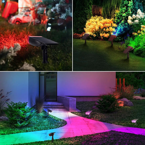 StarRay RGB Solar Spot Lights Outdoor IP65 Waterproof Dope Color Changing Pathway Garden Lights With 8 Color Modes Auto Cycle