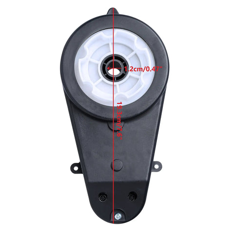 Turbocharged Two Pack Kids Ride On Car Gearbox 550 12V Motor 12000RPM component with diameter and height measurements