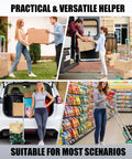 Collage showing Ultra Compact Folding Hand Truck Dolly With Tank Wheels And Expandable Base Plate in various moving scenarios