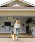 2 Car Garage Door Screen 16x7 Feet Upgraded Pet Mesh Magnetic Closure Heavy Duty Weighted Bottom Hands Free Easy Assembly