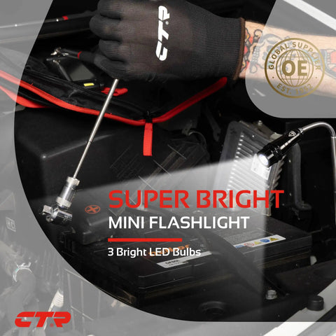 Telescoping Magnetic Pickup Tool Kit With Super Bright COB LED Square Inspection Mirror And Flexible Magnet Flashlight in auto engine use