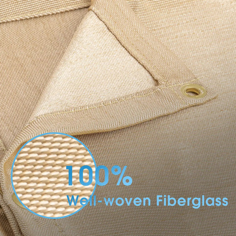 Close-up of Heavy Duty Fiberglass Welding Blanket 2 Pack 4x6Ft Fireproof Insulation Mat with grommet detail, 0.31 inch thick.