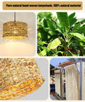 Natural Rattan Chandelier with Handwoven Wicker Pendant Light, showcasing materials and craft, Retro American Country Farmhouse Vibe.