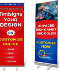 Custom Retractable Banner With Aluminum Stand, Personalized Pop Up Banner Display showcasing design options in full color.