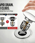 Heavy Duty Stainless Steel Vessel Sink Drain Kit With Clear Bottle Trap And Flexible Water Seal Pipe For Zero Stress Diy Plumbing And Smooth Leak Proof Draining Daily, showing rapid drain comparison.