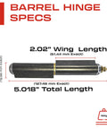 5 Inch Weldable Bullet Hinge Heavy Duty Teardrop Barrel Hinge With Grease Zerks For Smooth Daily Use Weld On Gate Grill And Smoker Hinge dimensions diagram showing sizes and specifications.