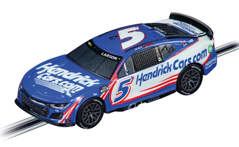 Electric Powered Slot Car Racing Set With 2 Hand Controllers And 2 Cars In 1 To 43 Scale For Kids Featuring NASCAR Watkins Glen Duel On A Realistic Track blue Hendrick Cars car