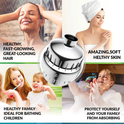 15 Stage Shower Filter With 2 Cartridges Removes Chlorine and Heavy Metals KDF-55 Activated Carbon Calcium Sulfite Chrome Benefits