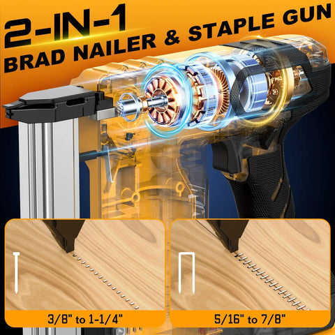 Tough Cordless Brad Nailer And Two In One 18 Gauge Staple Driver Fires Smooth Using Safety Trigger And Quick Jam Unlock Arrives Packed Full Of 2000 Nails Suited For Woodworking Upholstery And Rapid Weekend Fixes Requires 20V Tool Batteries Sold Apart
