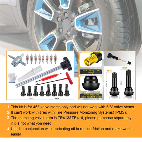 Quick Tire Valve Change Tool Kit For Cars Trucks And ATVs, Fast Valve Stem Core Replacement, components and diagram
