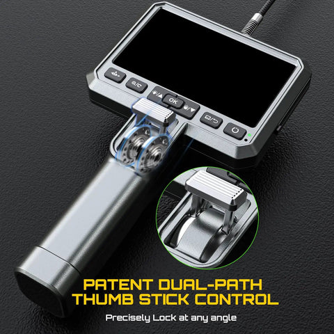 Dual Lens Articulating Borescope With Light, Ultra Thin 0.25in Probe, 5ft Industrial Endoscope with thumb stick control