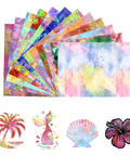Tintnut Grungy Watercolor Heat Transfer Vinyl 12Pcs Iron On Glitter Sheets Neon Hues For Custom T Shirts And Fabric Projects Creative Crafts in vibrant colors.