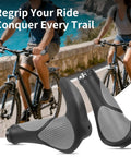 Ergonomic Bike Handlebar Grips With Anti Slip Rubber For MTB Road And Folding Bikes No Sweat Shock Absorbing Comfort shown on bikes
