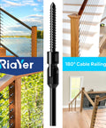 Black Matte Finish Cable Railing Kit And Hardware For Wood Posts With T316 Stainless Steel Marine Grade Fittings Swage Lag Screws