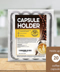 Dope Under Cabinet Capsule Organizer For Vertuo Pods 20 Capacity Adhesive packaging on a kitchen counter.