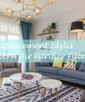 Stylish living room with Replacement Idylis HEPA Air Purifier Filter text overlay