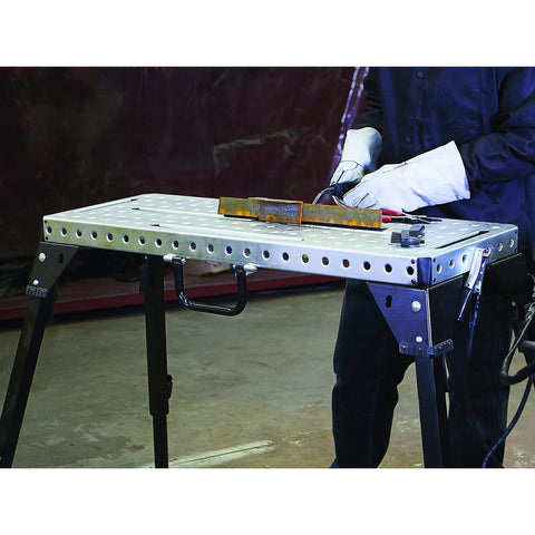 Pro Grade Height Adjustable Welding Table With 1000-Lb Capacity, Heavy Duty Metal Work Bench For Welding, Steel Construction