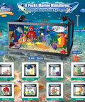8 In 1 Ocean Tank Building Set With LED Light For Kids And Adults Marine Aquarium Mini Landscape Featuring Octopus And Crab Figures, 21cm wide