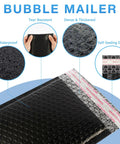All In One Trading Card Shipping Kit With 60 Bubble Mailers And 120 Card Protectors, showing waterproof and self-sealing features.