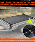 Dump Truck And Trailer Tarp Kit With Rear Anti-Sail Bow, Aluminum Roller, 5ft By 14ft PVC Mesh on dump trailer