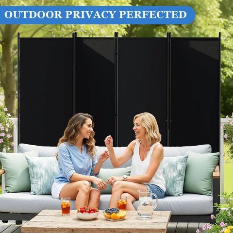 6-Foot Folding Privacy Screen With Lockable Wheels Freestanding 6-Panel Room Divider For Home Dorm Studio Or Office in garden setting