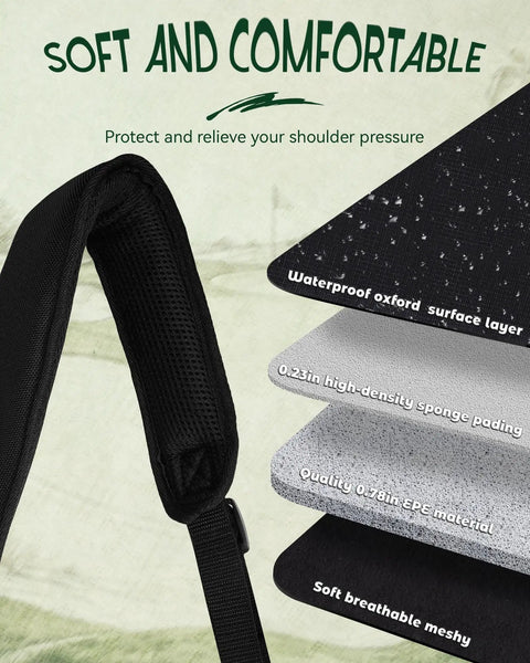 Premium Swivel Golf Bag Strap Replacement showing soft breathable mesh and padding for comfort and shoulder pressure relief.
