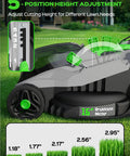 40V Cordless Lawn Mower With 16 Inch Deck And 4.0Ah Battery, Brushless Motor, Intelligent Cutting System Adapting To Dense Grass, Easy Push, Low Noise Green Finish, 5-position height adjustment display